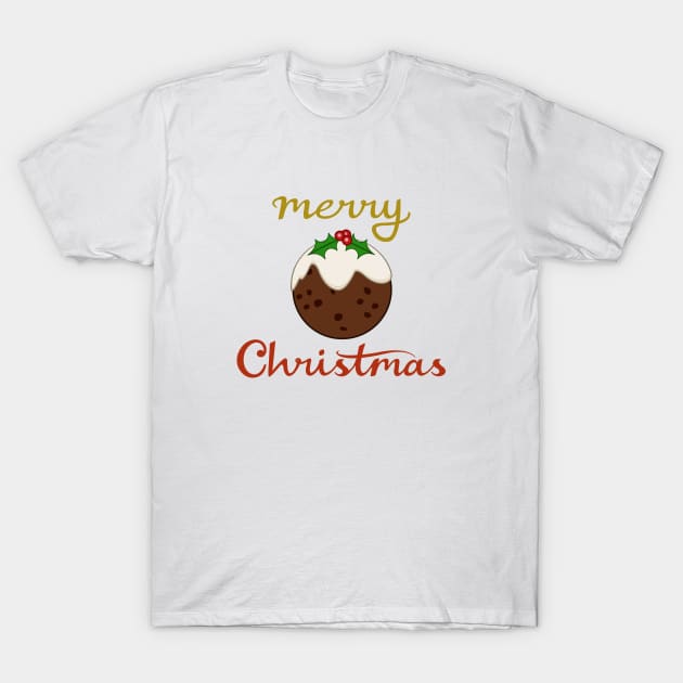 Merry Christmas+Pudding Illustration T-Shirt by NataliePaskell